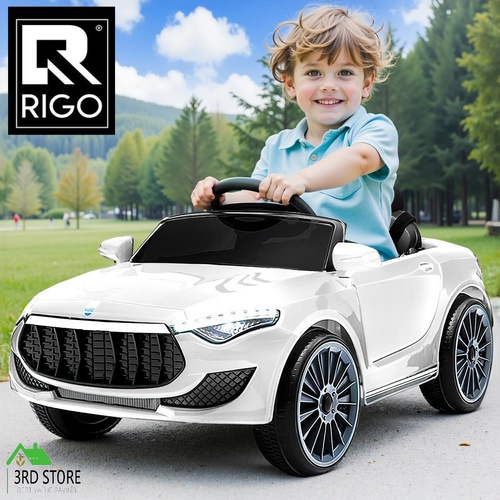 Rigo Kids Ride On Car Electric Toys 12V Battery Remote Control White MP3 LED