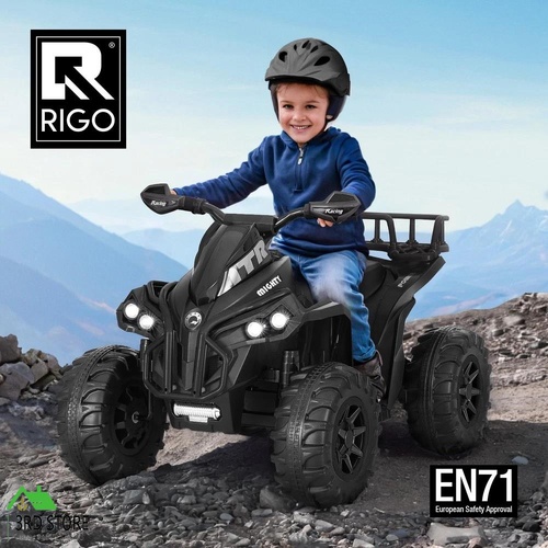 Rigo Kids Ride On Car ATV Quad Motorbike Storage Rack Electric Toys 12V Black