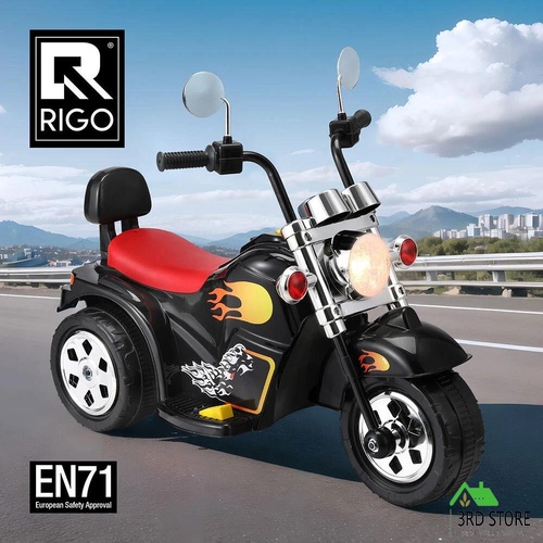 Rigo Kids Ride On Car Motorcycle Motorbike Electric Toys Horn Music 6V Black