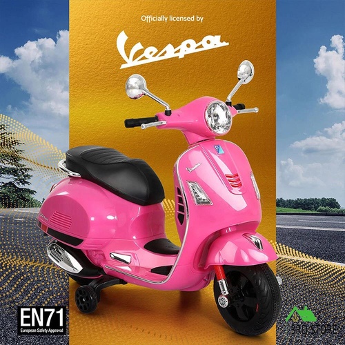 Kids Ride On Car Motorcycle Motorbike VESPA Licensed Scooter Electric Toys Pink