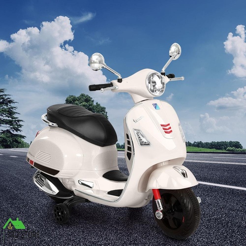 Kids Ride On Car Motorcycle Motorbike VESPA Licensed Scooter Electric Toys White