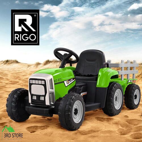 Rigo Ride On Car Tractor Toy Kids Electric Cars 12V Battery Child Toddlers Green