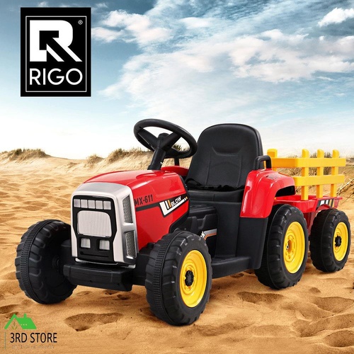 Rigo Ride On Car Tractor Toy Kids Electric Cars 12V Battery Child Toddlers Red