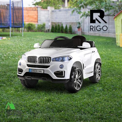 Rigo Kids Ride On Car Electric Toys 12V Battery White w/ Remote MP3 LED Cars