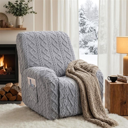 Artiss Recliner Chair Covers with Storage Side Pockets Grey