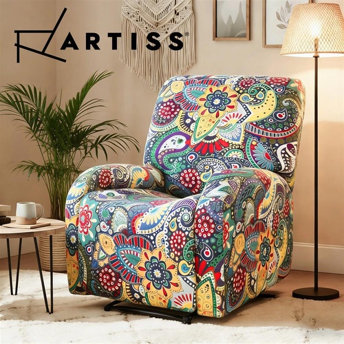 Artiss Split Stretch Recliner Chair Cover, Printed Non Slip Slipcover