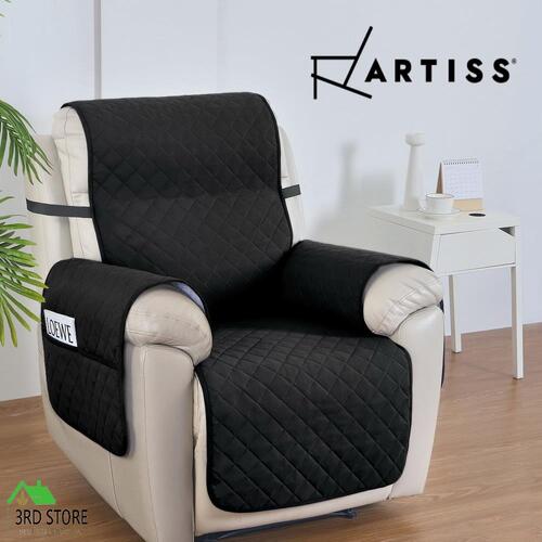 Artiss Recliner Chair Cover Slipcover Quilted 100% Water Resistant Nonslip BK