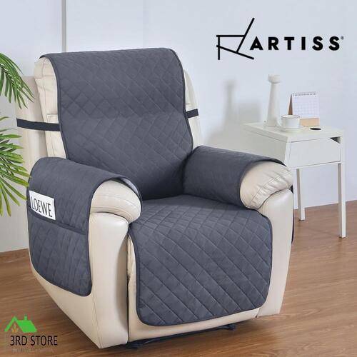Artiss Recliner Chair Cover Slipcover Quilted 100% Water Resistant Nonslip Grey