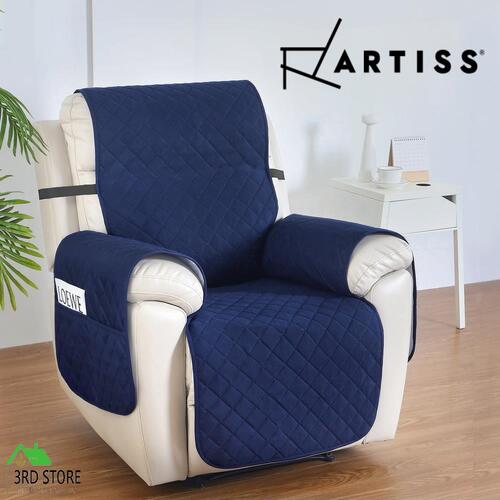 Artiss Recliner Chair Cover Slipcover Quilted 100% Water Resistant Nonslip Navy