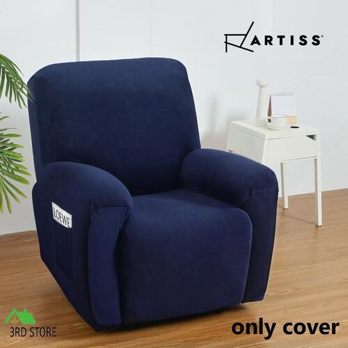 Artiss Recliner Chair Covers Velvet High Stretch Couch Slipcovers 1 Seater Navy
