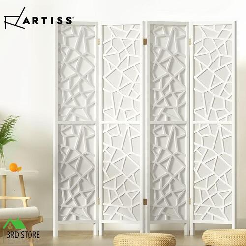Artiss Clover Room Divider Screen Privacy Wood Dividers Stand 4 Panel White