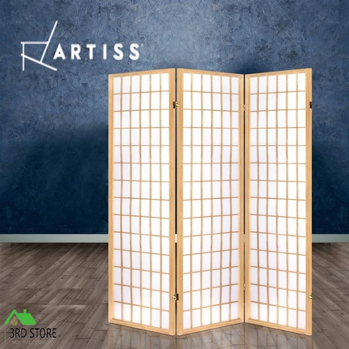 Artiss 3 Panel Room Divider Screen Wood Timber Dividers Fold Stand Wide Beige