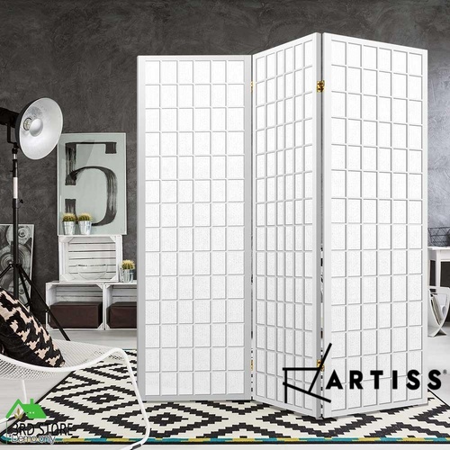 Artiss 3 Panel Room Divider Screen Wood Timber Dividers Fold Stand Wide White