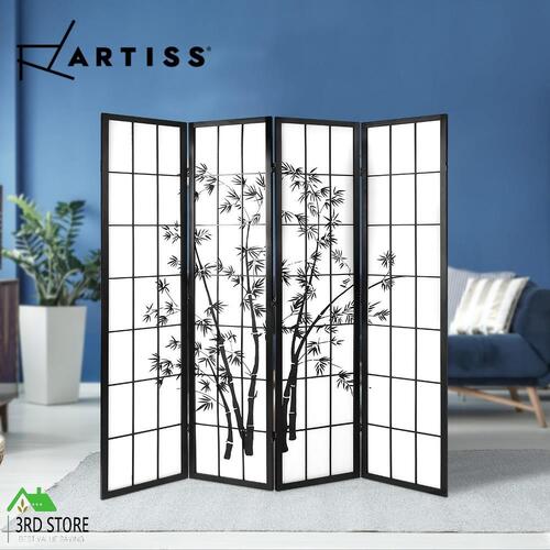 Artiss 4 Panel Room Divider Screen Privacy Dividers Pine Wood Stand Black White