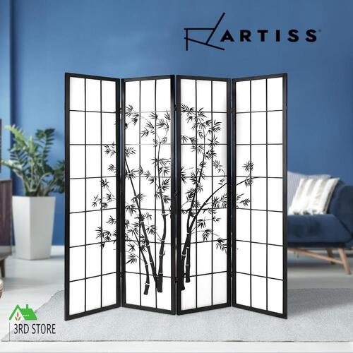 Artiss 4 Panel Room Divider Screen Privacy Dividers Pine Wood Stand Black White