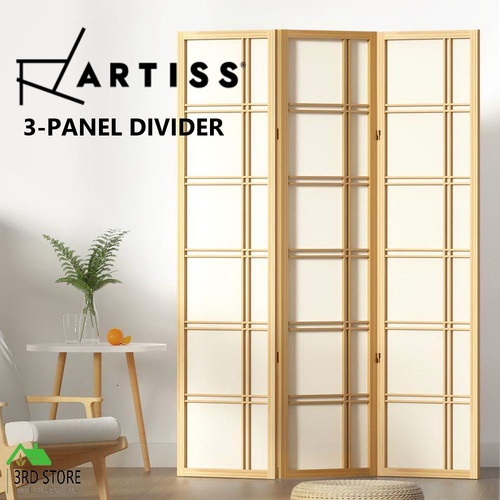 Artiss Room Divider Screen Privacy Wood Dividers Stand 3 Panel Nova Natural