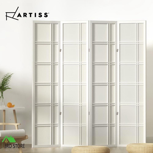 Artiss Room Divider Screen Privacy Wood Dividers Stand 4 Panel Nova White