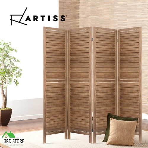 Artiss 4 Panel Room Divider Screen Privacy Dividers Timber Wood Timber Stand