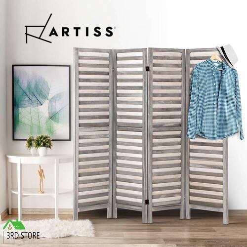 Artiss 4 Panel Room Divider Screen Privacy Wood Dividers Timber Stand Grey 170cm