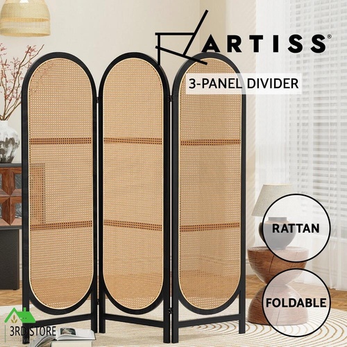 Artiss 3 Panel Room Divider Screen Partition Privacy Foldable Stand Rattan Brown
