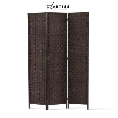 Artiss 3 Panel Room Divider Screen Privacy Rattan Dividers Stand Fold Wove Brown