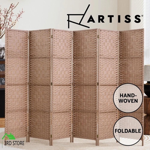 Artiss 6 Panel Room Divider Screen Privacy Rattan Timber Dividers Stand Natural