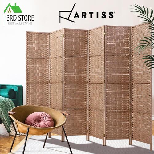 Artiss 6 Panel Room Divider Screen Privacy Rattan Timber Dividers Stand Natural