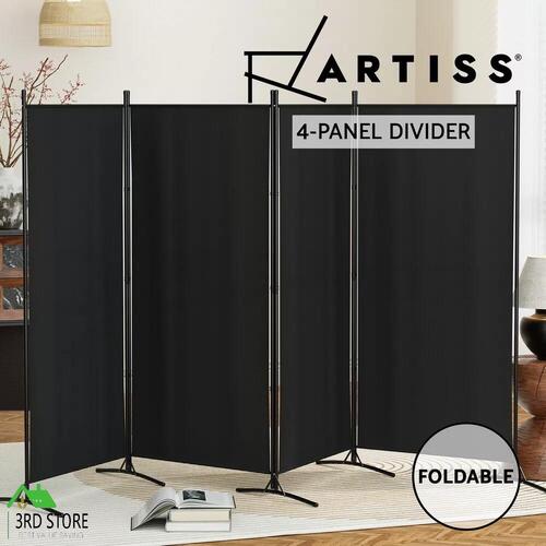 Artiss 4 Panel Room Divider Screen 345x180cm Fabric Black