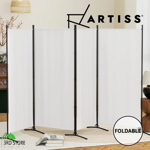 Artiss 4 Panel Room Divider Screen 345x180cm Fabric White