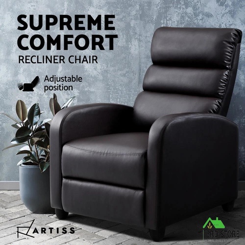 Artiss Recliner Chair Chairs Lounge Armchair Sofa Leather Cover Brown Luxury
