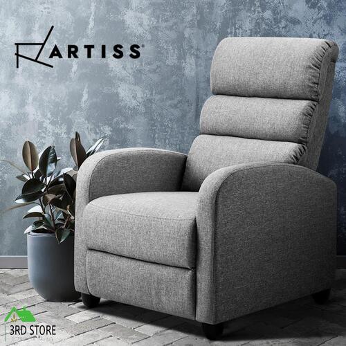 Artiss Recliner Chair Luxury Lounge Chairs Armchair Sofa Fabric Adjustable Grey