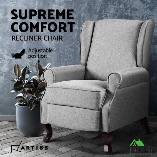 Artiss Recliner Chair Luxury Lounge Armchair Single Sofa Couch Fabric Grey