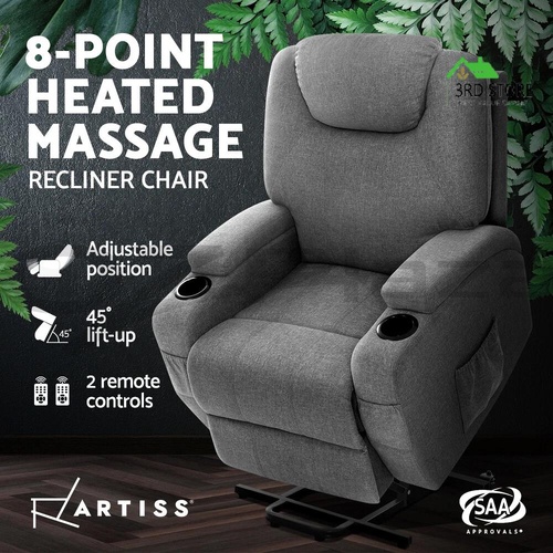 Artiss Recliner Chair Electric Lift Massage Chairs Heated Lounge Fabric Sofa