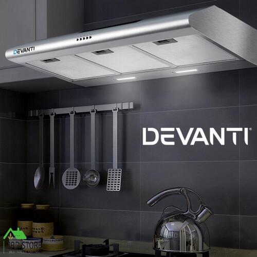 Devanti Fixed Range Hood Rangehood Stainless Steel Kitchen Canopy 90cm 900mm