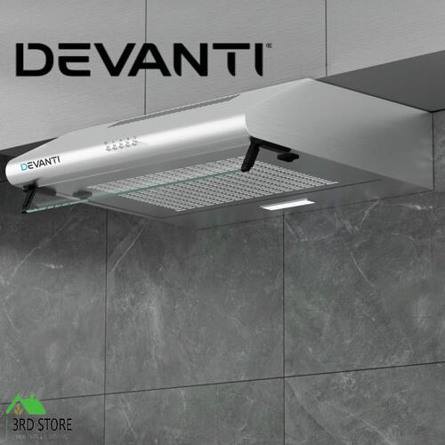 Devanti 600mm Range Hood 60cm Rangehood Kitchen Canopy LED Light Stainless Steel