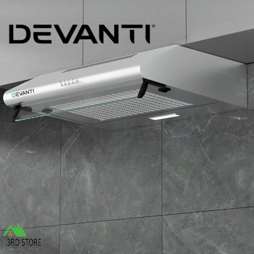 RETURNs Devanti 600mm Range Hood 60cm Rangehood Kitchen Canopy LED Light Stainless Steel