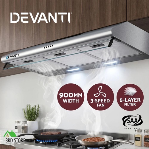 Devanti 900mm Range Hood 90cm Rangehood Stainless Steel