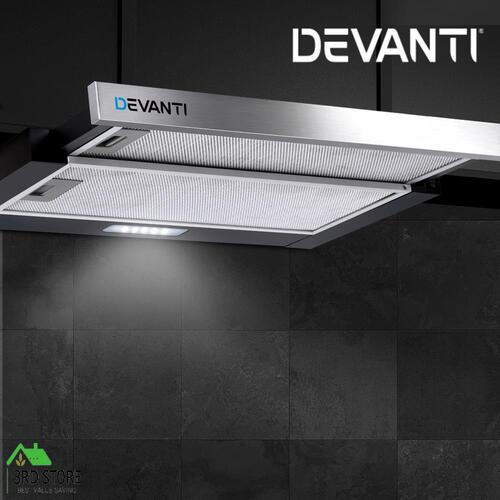 Devanti Rangehood Range Hood Stainless Steel Kitchen Canopy 60cm 600mm Black