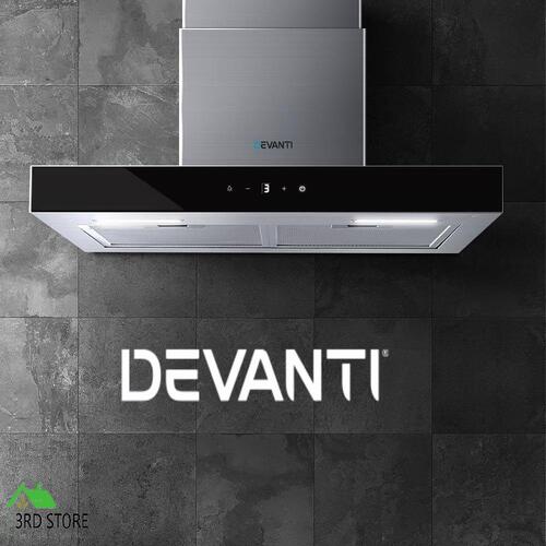 Devanti Rangehood 600mm Range Hood 60cm Stainless Steel Glass Kitchen Canopy