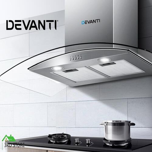 Devanti Range Hood 900mm Rangehood Kitchen Stainless Glass Canopy 90cm