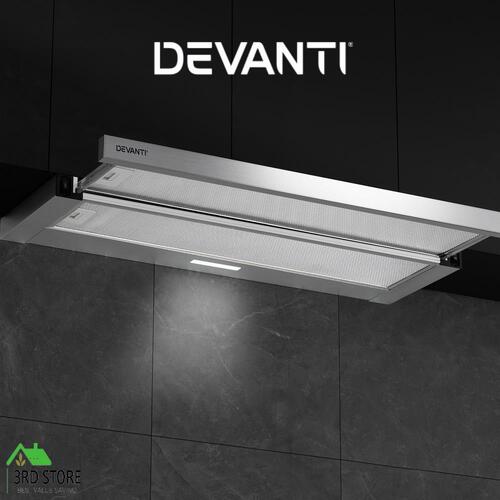 Devanti 900mm Range Hood 90cm Slide out Rangehood Stainless Steel