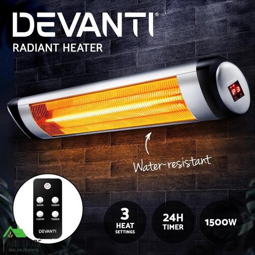 Devanti Electric Radiant Strip Heater Indoor Outdoor Patio Remote Control 1500W