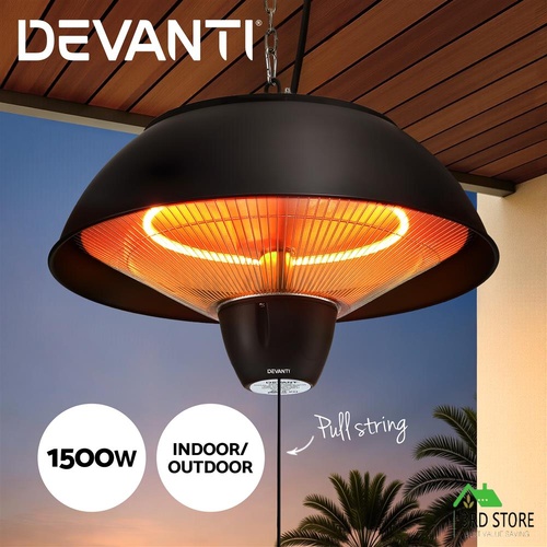 Devanti 1500W Electric Patio Infrared Heater Hanging Heaters Ceiling Mounted Remote