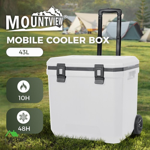 Mountview Cooler Ice Box 43L Portable Chest Trolly For Camping BBQ Picnic