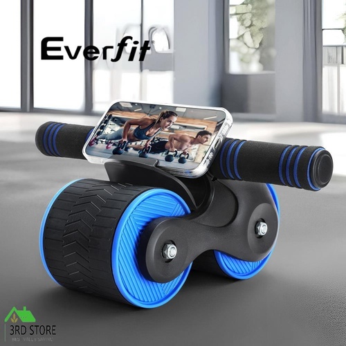 Everfit Ab Roller Automatic Rebound Abdominal Wheel Home Gym Workout Blue