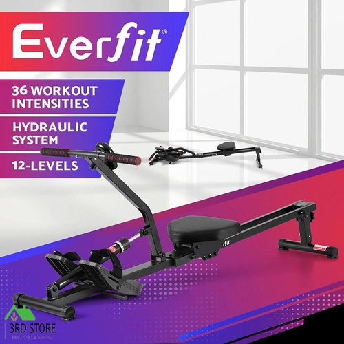 Everfit Hydraulic Rowing Machine Rower 12 Levels Resistance Exercise Fitness Gym Cardio