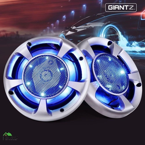 Giantz Pair Of 6.5"X6.5" 3 Way 500W Car Audio Speaker With LED Light