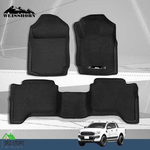 Weisshorn Ford Ranger Car Floor Mats PX PX2 PX3 Dual Cab 2011-2019 3D Rubber