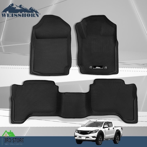 Weisshorn Mazda BT50 Car Floor Mats Dual Crew Cab 2012 - 2018 3D Rubber BT-50