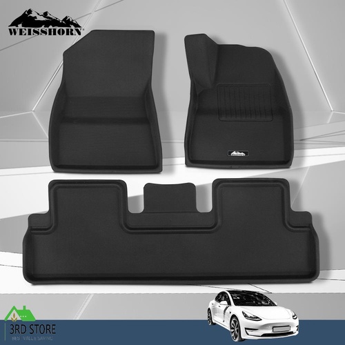 Weisshorn Tesla Model 3 Car Rubber Floor Mats Front & Rear 2021-2022